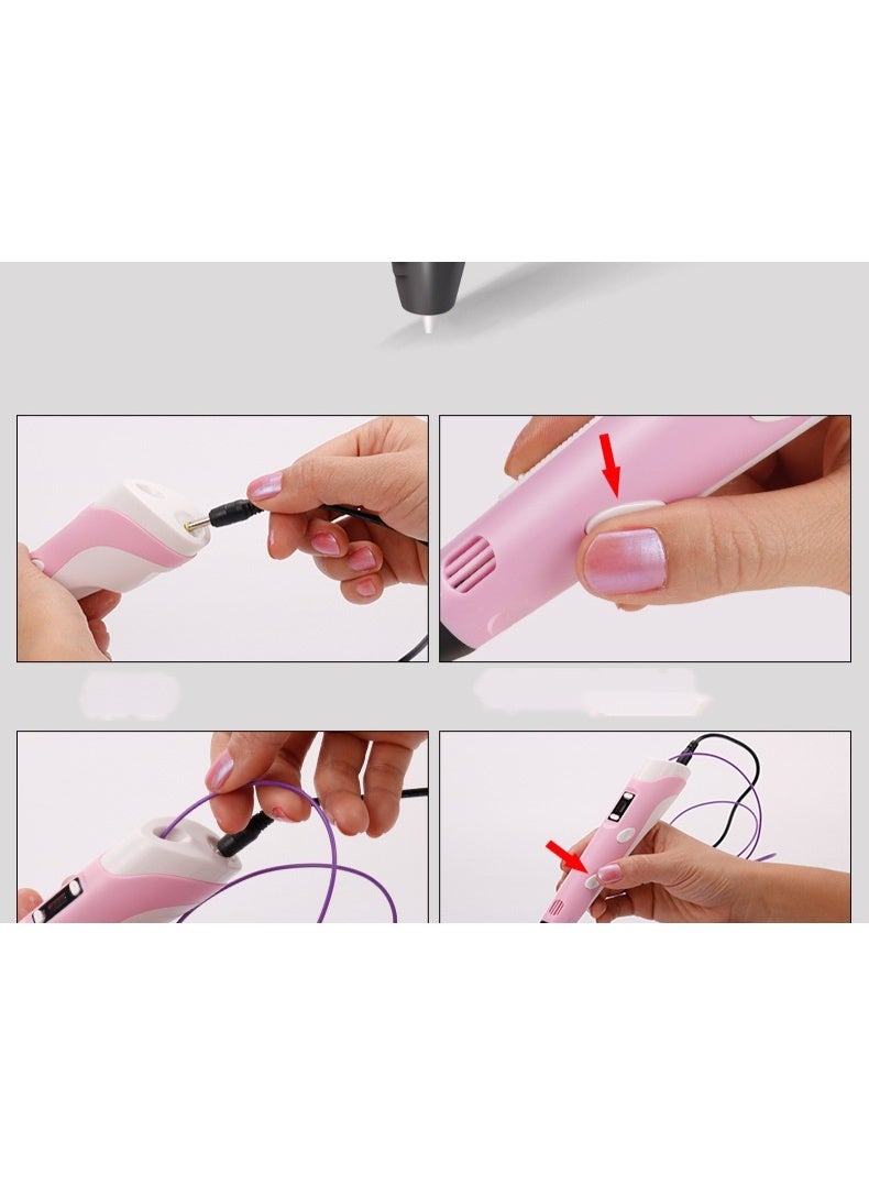 يونسي قلم ثلاثي الأبعاد للأطفال مع شاشة عرض - يتضمن قلم ثلاثي الأبعاد، 246 قدمًا من 15 لونًا من الخيوط، وكتاب استنسل + دليل المشروع، وشاحن، للفنانين البالغين من الأطفال، سرعة ثابتة - Image 4