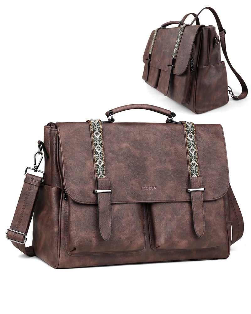 FADEON Messenger Bag for Women, Designer Leather Satchel Backpack Purses Large Laptop Briefcase Multi Pocket Shoulder Bags - Image 1