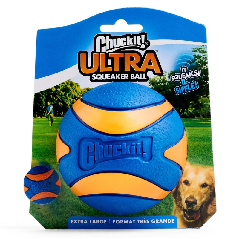 Chuckit Ultra Squeaker Dog Ball Extra Large Bouncy and Squeaky Pet Toy for Dogs 100 lbs Floats on Water Durable Rubber Size XL 35 Diameter Pack of 1 - Image 2