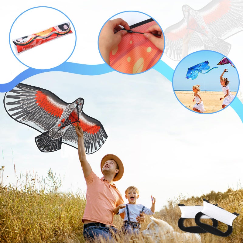 Leitee 6 Pack Large Kite for Kids and Adults Butterfly Kite for Kids Age 4-8-12 Dragonfly Owl Parrot Eagle Goldfish Teens Toy Easy to Fly for Game Beach Outdoor Activities Gifts(Cool Style) - Image 4