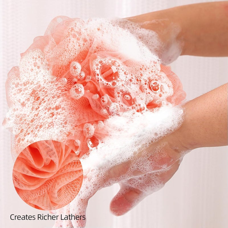 Maple Loofah Sponge Shower Loofahs Bath Sponges Mesh Balls 4 Colors for Body Scrubber Exfoliator Wash Back Scrubber Bathroom Men Women - 4 Pack Scrubbers Cleaning Bathing Accessories - Image 3