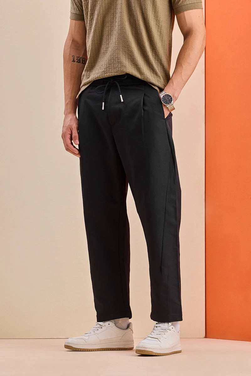 SNITCH Black Baggy Fit Trousers