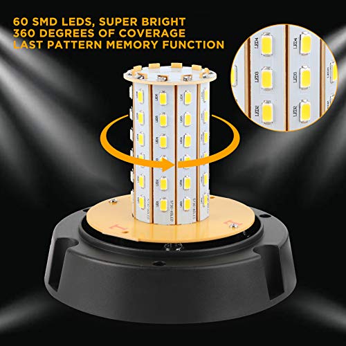 ASPL 2pcs LED Warning Flash Beacon Lights, 60 LED Amber Warning Safety Flashing Strobe Lights with Magnetic and 16 ft Straight Cord for Vehicle Truck Tractor Golf Carts UTV Car Bus,12V-24V - Image 3