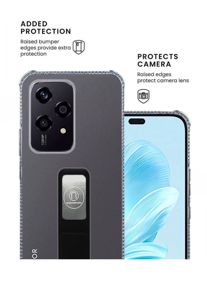 حافظة مغناطيسية شفافة مضادة للصدمات من سيليكون 200 لايت مع حامل يد ودعامة - شفافة/أسود - Image 2