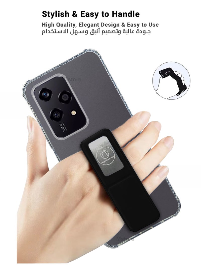 حافظة مغناطيسية شفافة مضادة للصدمات من سيليكون 200 لايت مع حامل يد ودعامة - شفافة/أسود - Image 4