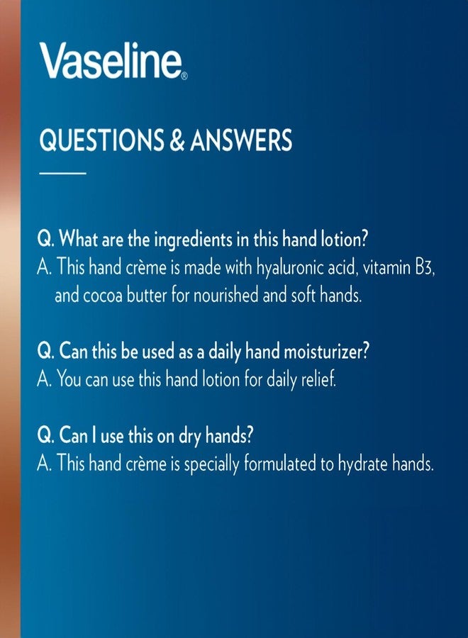 Vaseline Hand Cream 2-Pack - Hydra Replenish Crème with Hyaluronic Acid, Niacinamide & Cocoa Butter for Soft Skin + Cocoa Butter Lip Therapy Tube with Petroleum Jelly - Image 4