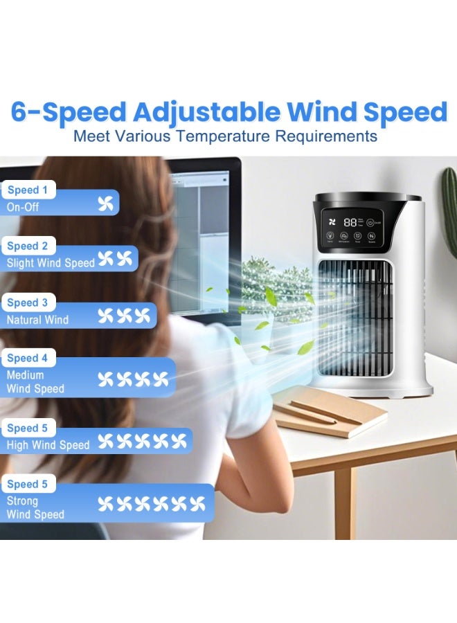 ANYOUI Multifunctional air cooler Portable air conditioner 6 wind speeds Fast cooling Ultra-quiet With timer function and night light design White - Image 4