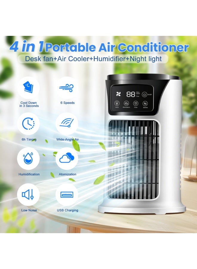 ANYOUI Multifunctional air cooler Portable air conditioner 6 wind speeds Fast cooling Ultra-quiet With timer function and night light design White - Image 2