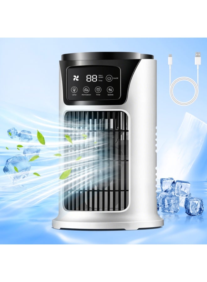 ANYOUI Multifunctional air cooler Portable air conditioner 6 wind speeds Fast cooling Ultra-quiet With timer function and night light design White - Image 1