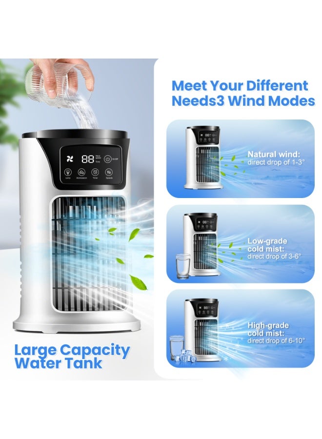 ANYOUI Multifunctional air cooler Portable air conditioner 6 wind speeds Fast cooling Ultra-quiet With timer function and night light design White - Image 3