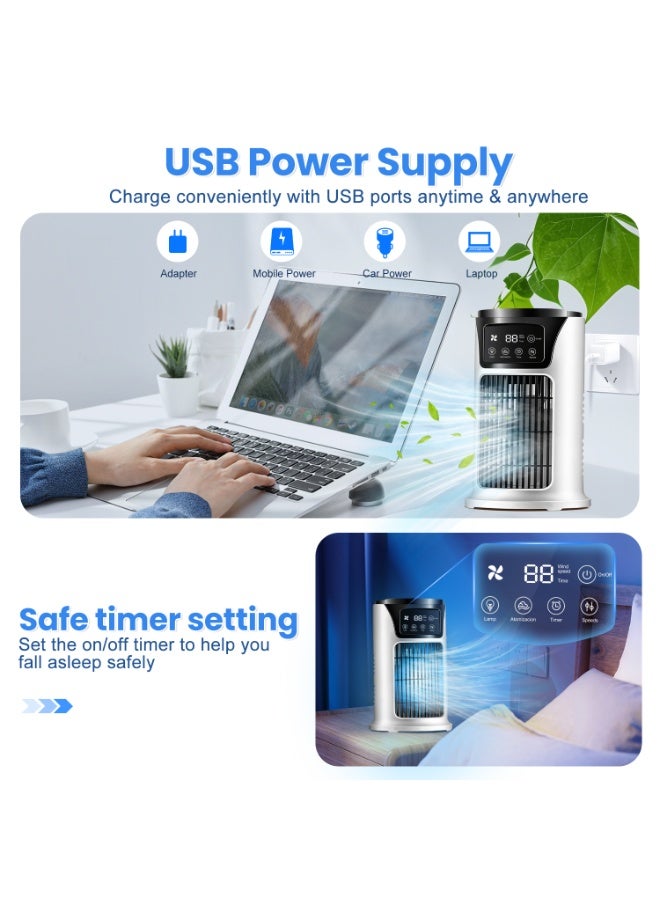 ANYOUI Multifunctional air cooler Portable air conditioner 6 wind speeds Fast cooling Ultra-quiet With timer function and night light design White - Image 5