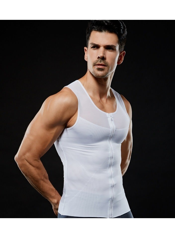 Mens Slimming Body Shaper Zipper Compression Shirt Slim Shapewear Body Shaper For Men - Image 2