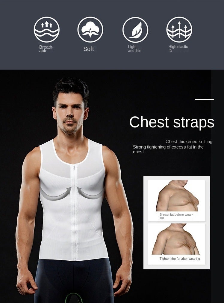 Mens Slimming Body Shaper Zipper Compression Shirt Slim Shapewear Body Shaper For Men - Image 3
