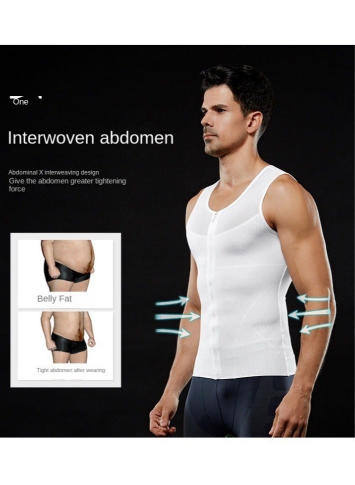 Mens Slimming Body Shaper Zipper Compression Shirt Slim Shapewear Body Shaper For Men - Image 5