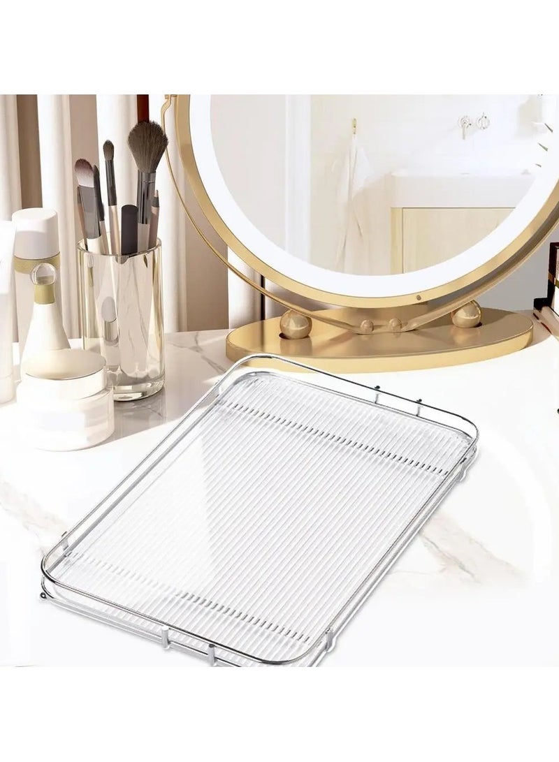 Silver Tray, Stainless Steel Large Rectangle Tray for Home Living Room Commercial Use for Serving Coffee Water Cups Fruits, Large Rectangle Tray Commercial Dishes Tray for Coffee  - Image 3