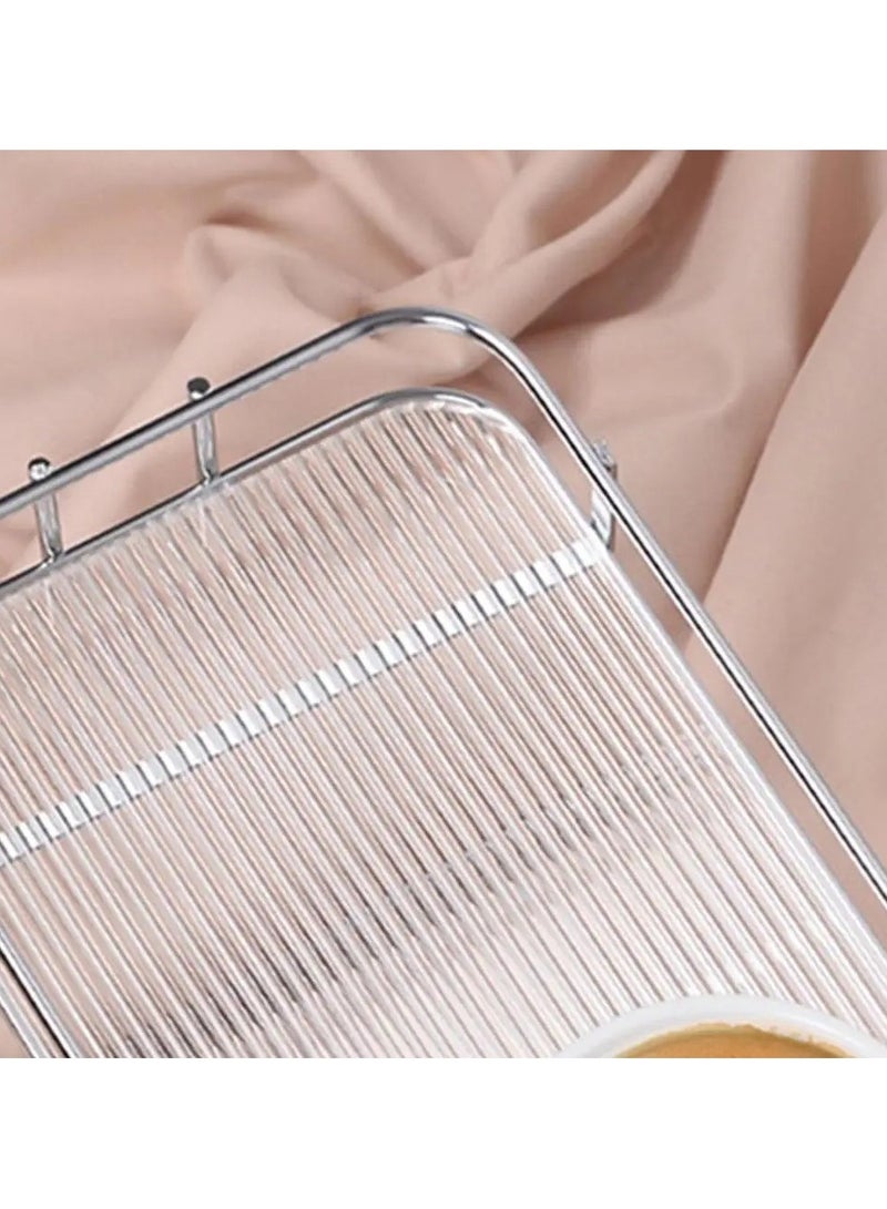 Silver Tray, Stainless Steel Large Rectangle Tray for Home Living Room Commercial Use for Serving Coffee Water Cups Fruits, Large Rectangle Tray Commercial Dishes Tray for Coffee  - Image 4