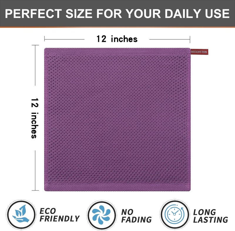 Kitinjoy 100 Cotton Kitchen Dish Cloths 6 Pack Waffle Weave Ultra Soft Absorbent Dish Towels for Drying Dishes Quick Drying Kitchen Towels Dish Rags 12 X 12 Inches Violet - Image 5