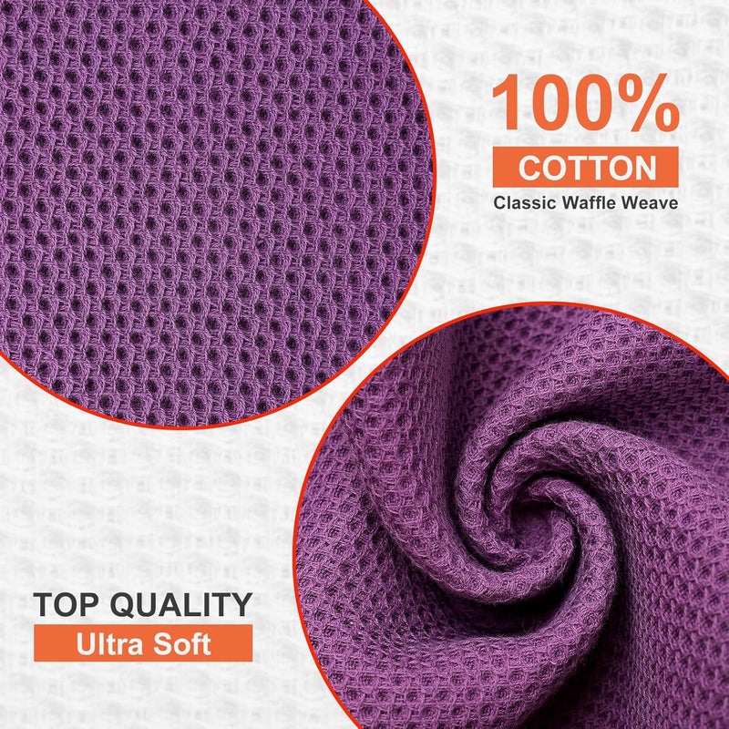 Kitinjoy 100 Cotton Kitchen Dish Cloths 6 Pack Waffle Weave Ultra Soft Absorbent Dish Towels for Drying Dishes Quick Drying Kitchen Towels Dish Rags 12 X 12 Inches Violet - Image 2