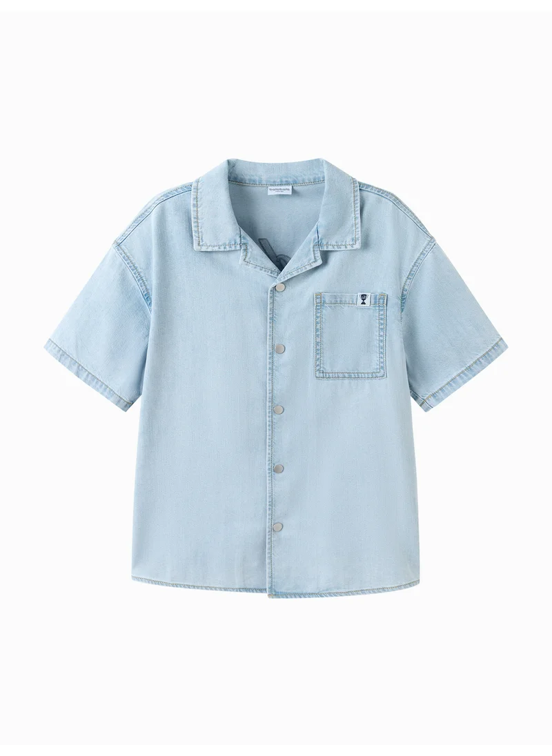 Balabala Kids boy Denim short-sleeved shirt