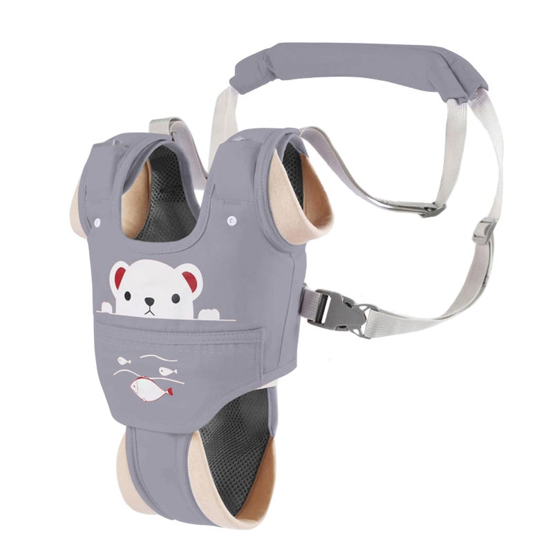 Ocanoiy Baby Walking Harness Handheld Baby Walker Assistant Belt Adjustable Toddler Infant Walker Safety Harnesses Standing Up and Walking Learning Helper with Detachable Crotch for 9-24 Month (Gray) - Image 2