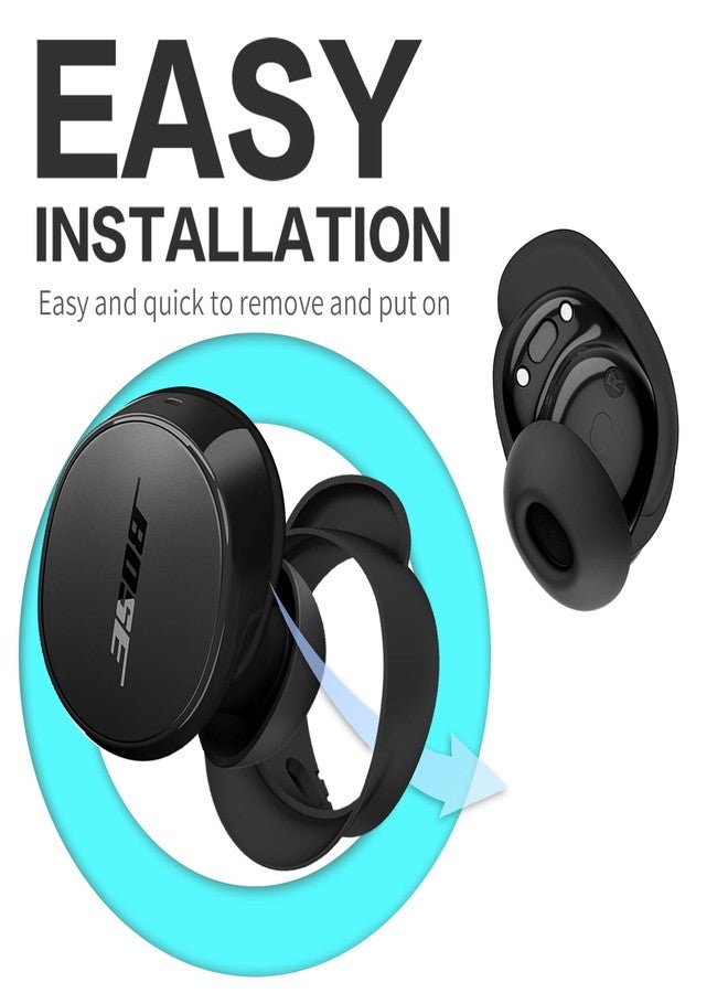TUDIOW [3 Pairs] Ear Tips Covers for New Bose QuietComfort Earbuds, Sport Anti-Slip EarTips Silicone Anti Scratches Replacement Ear Covers Earbuds Accessories (S/M/L) (Black) - Image 4