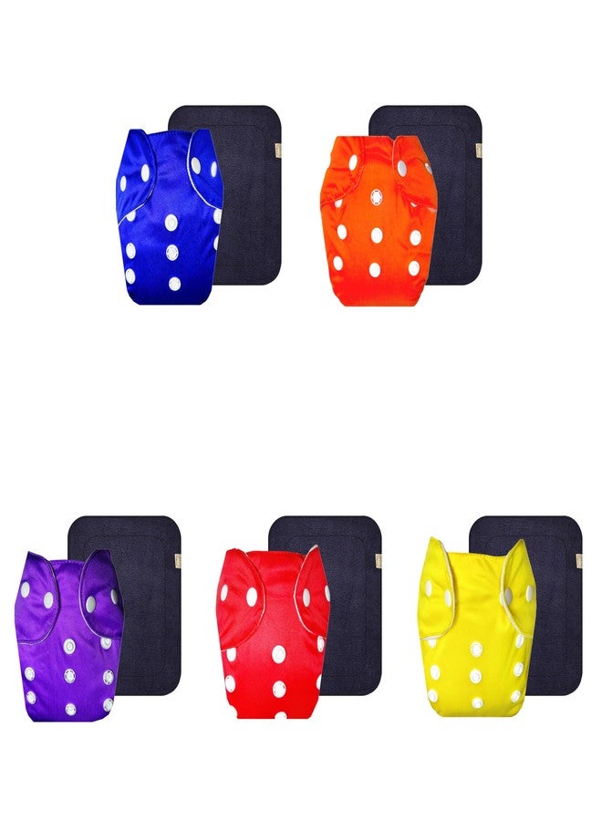 حفاضات قماشية دمبلدو لايت مع حشوة سوداء (عبوة من 5) | ملائمة تمامًا | وسادة ماصة من 6 طبقات | مناسبة للسفر | للاستخدام طوال اليوم | من 3 أشهر إلى سنتين | للجنسين - Image 1