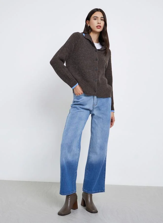 Take Two Take Two Women Ribbed Knit Cardigan with Contrast Trim
