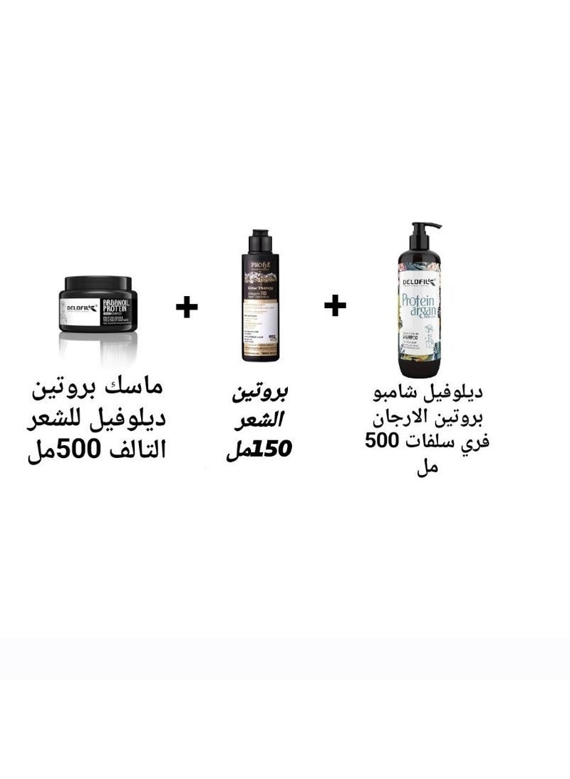 Hair protein 150m + Protein shampoo with argan oil 500ml + Protein mask 500ml
