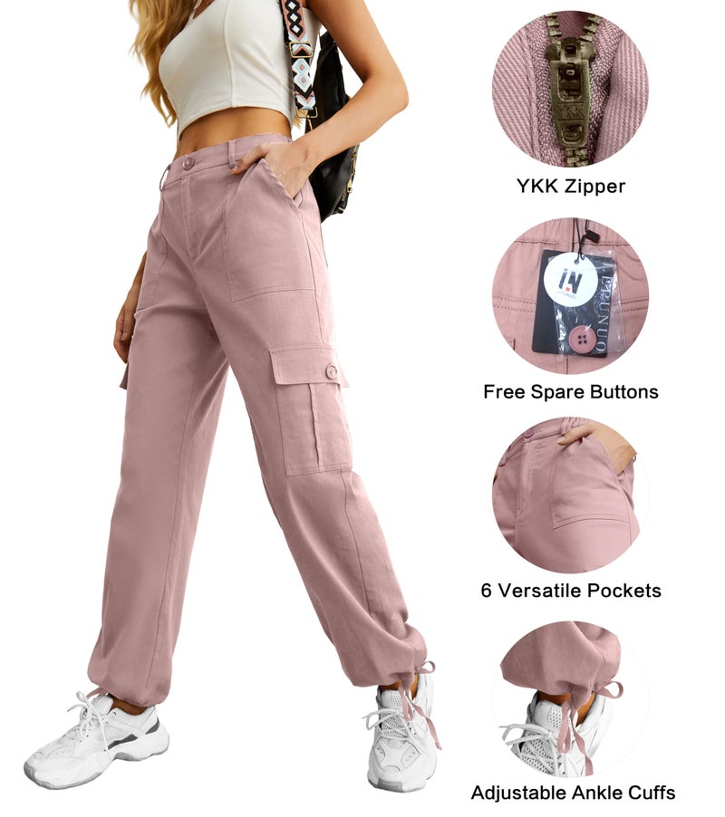 Lepunuo Womens Baggy Cargo Pants y2k Jeans Parachute Pants Teen Girls Wide Leg Trousers Trendy Clothes Hiking Pants Purple Pink - Image 3