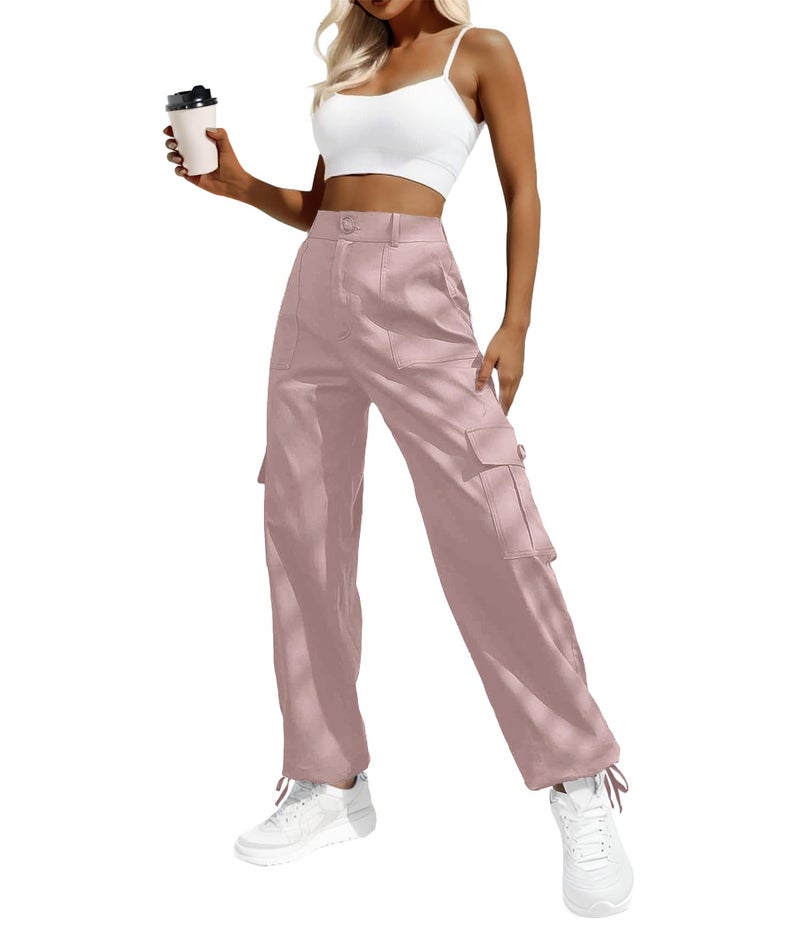 Lepunuo Womens Baggy Cargo Pants y2k Jeans Parachute Pants Teen Girls Wide Leg Trousers Trendy Clothes Hiking Pants Purple Pink - Image 1