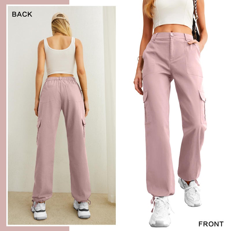 Lepunuo Womens Baggy Cargo Pants y2k Jeans Parachute Pants Teen Girls Wide Leg Trousers Trendy Clothes Hiking Pants Purple Pink - Image 4