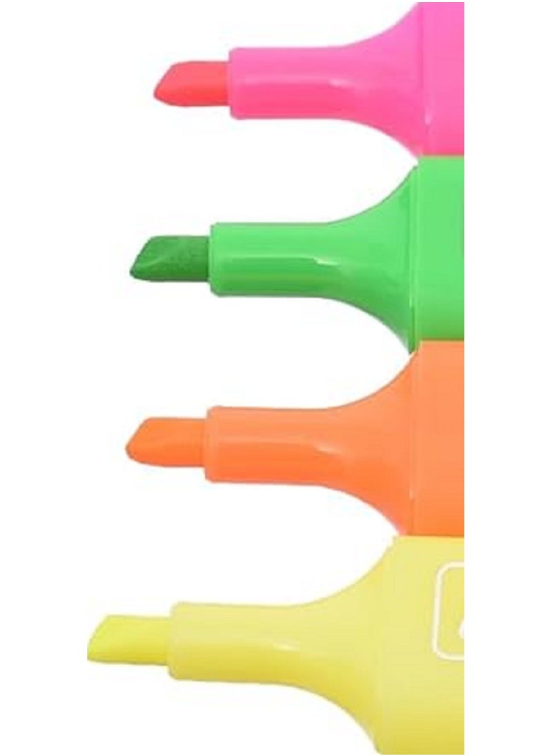 Chisel Tip Highlighter Pen - Set of 4 - Different Colors - Bright Colors - High Quality for Best Signs of Important Sentences