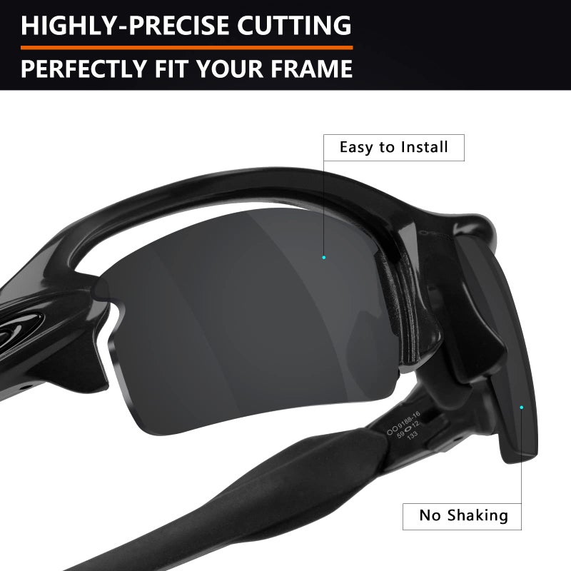 Alphax Stealth Black Polarized Replacement Lenses for Oakley Flak 2.0 XL OO9188 - Image 3