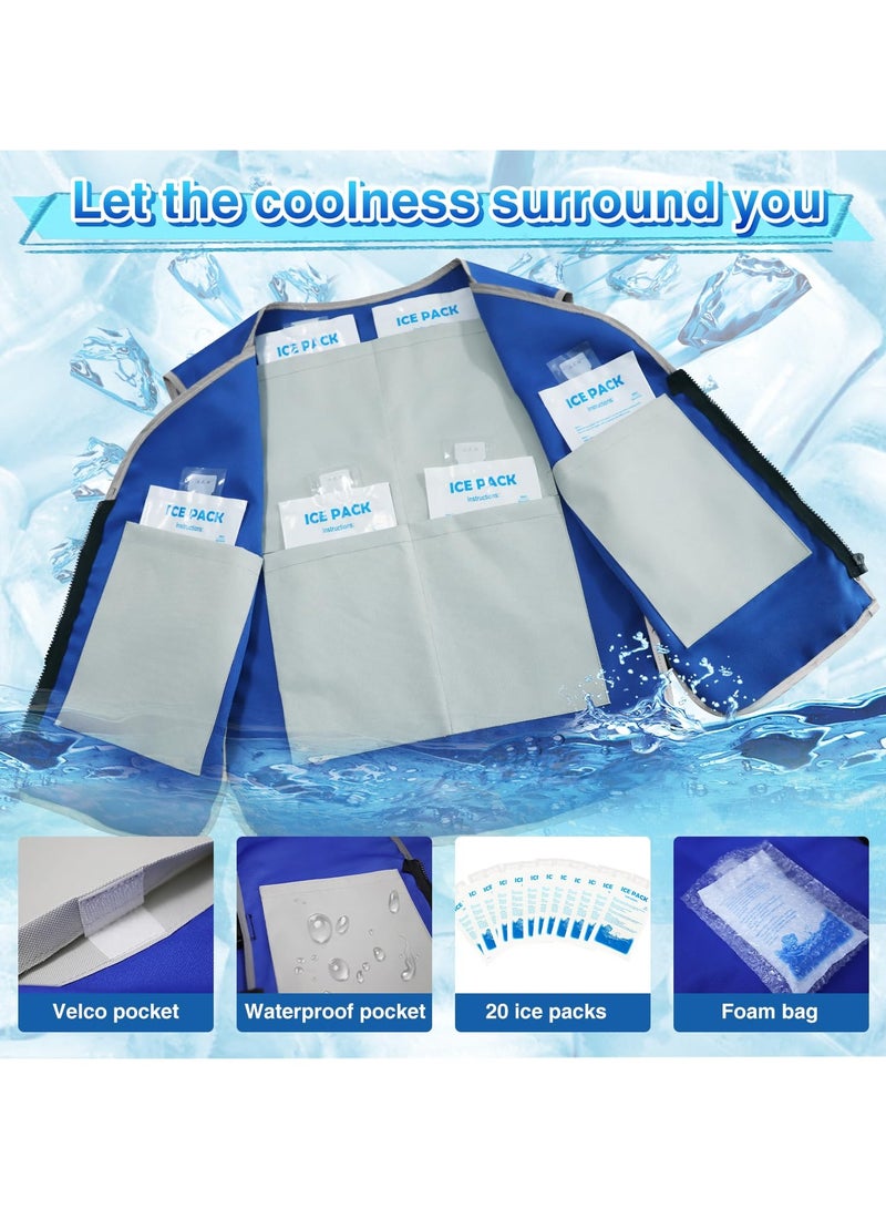 Cooling Vest with Pockets for MenWomen - Ice Reflective Vest with 20 PCS Ice Packs Ice Cold Vest for Hot Weather Uni Adult Workout Apparel - Image 3