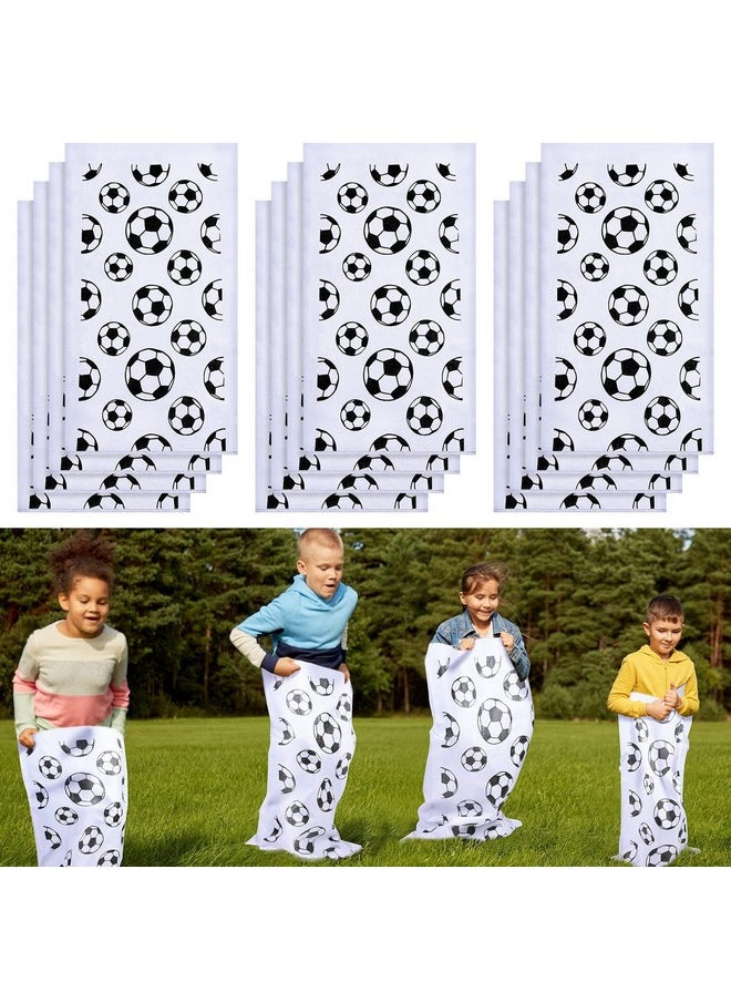 Cindeer - 12 Pcs Soccer Themed Potato Sack Race Bags Sports Themed Potato Sack Race Jumping Bags 40 X 20 Inches Sack Race Bags For Adults Kids Family Party Games And Activities Soccer Party Supplies - Image 1