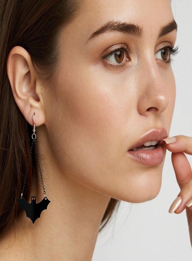 Thalireth Gothic Bat Necklace Bat Earrings Punk Cool Black Bat Jewelry Sets Vampire Bat Earrings Goth Bat Wings Necklace Gothic Halloween Party Jewelry For Women Gifts - Image 2