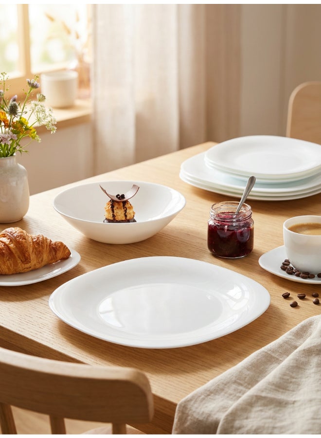 Luminarc Neo Carine 18 Piece Dinner Set includes 6 x 26cm Dinner Plates, 6 x 21cm Soup Plates, 6 x 19cm Dessert Plates, Tempered High Qualtiy Glass, Chip resistant, Microwave Safe - Image 3