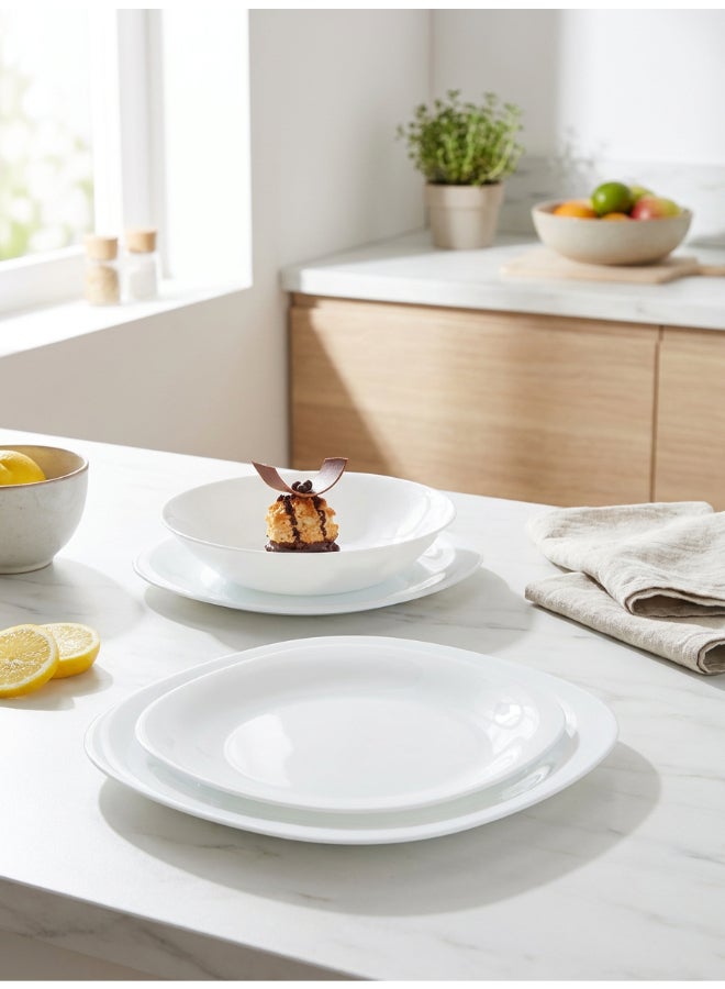 Luminarc Neo Carine 18 Piece Dinner Set includes 6 x 26cm Dinner Plates, 6 x 21cm Soup Plates, 6 x 19cm Dessert Plates, Tempered High Qualtiy Glass, Chip resistant, Microwave Safe - Image 2