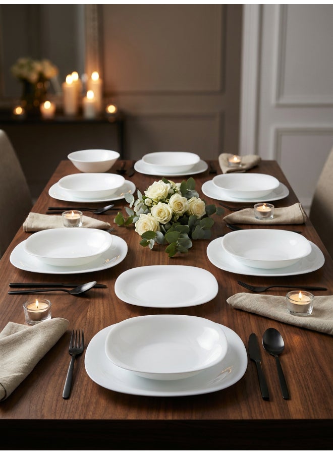 Luminarc Neo Carine 18 Piece Dinner Set includes 6 x 26cm Dinner Plates, 6 x 21cm Soup Plates, 6 x 19cm Dessert Plates, Tempered High Qualtiy Glass, Chip resistant, Microwave Safe - Image 4