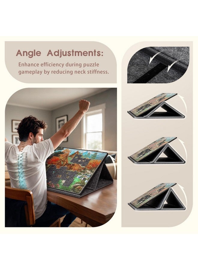 LAVIEVERT 1000 Pieces Portable Jigsaw Puzzle Board with 6 Colored Sorting Trays, Tilting Puzzle Board with 2-in-1 Stand & Cover, Lightweight Felt Jigsaw Table with Angle Adjustments - Image 2