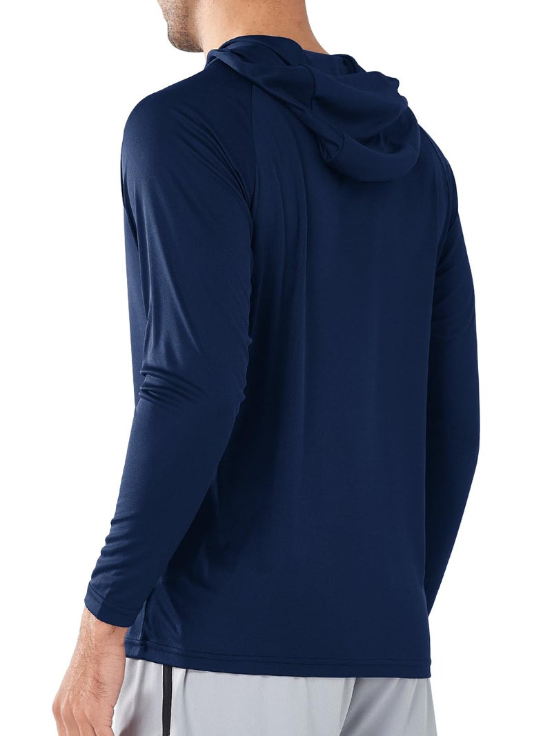 NORTHYARD قميص هودي للرجال من NORTHYARD بUPF 50+ واقي من الشمس بأكمام طويلة لحماية من الشمس SPF قميص سباحة UV للجري والمشي وصيد السمك - لون كحلي L - Image 4