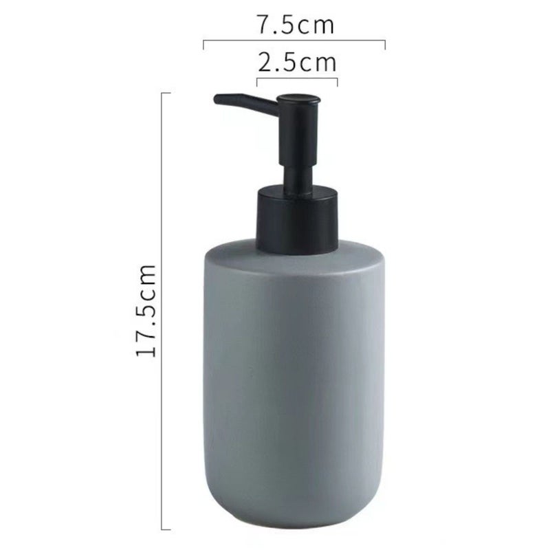 FabSeasons Solid Grey Ceramic Soap Dispenser for Kitchen/Bathroom, Ideal Bathroom Accessory, Practical & Decorative Tabletop Soap Dispenser, 350ML - Image 4