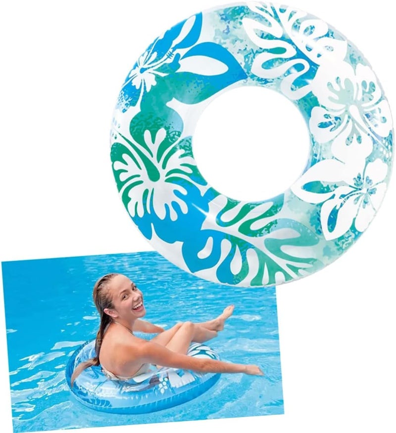 ELMVIA Swim Ring for Kids Inflatable Pool Float Tube for 1-5 Years Baby Girl Boys Inflatable Swimming Safety Tube (Transparent) - Image 1