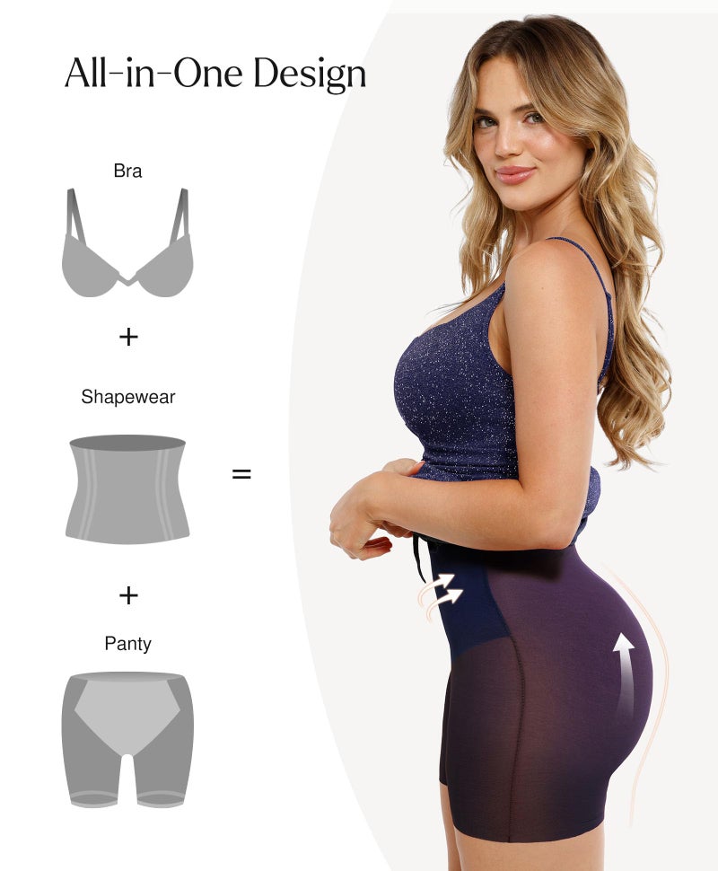 Popilush Sparkly Cocktail Dresses for Women Shapewear Formal Wedding Guest Dress Fall Square Neck Ruched Midi Dress Side Slit Blue - Image 4