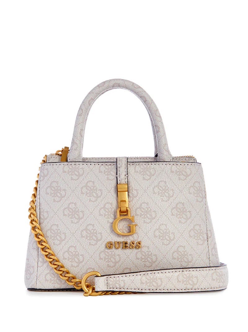 GUESS G James Logo Satchel Denim Logo Crossbody Bag Camera bag White - Image 1