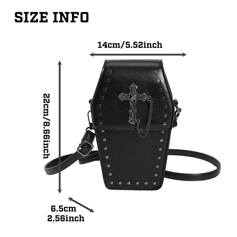 LOTUSTAR Goth Purse Coffin Black Cross Halloween Purses Clutch Shoulder Bag Small Crossbody Bag Spooky Horror Cute Wallet - Image 5