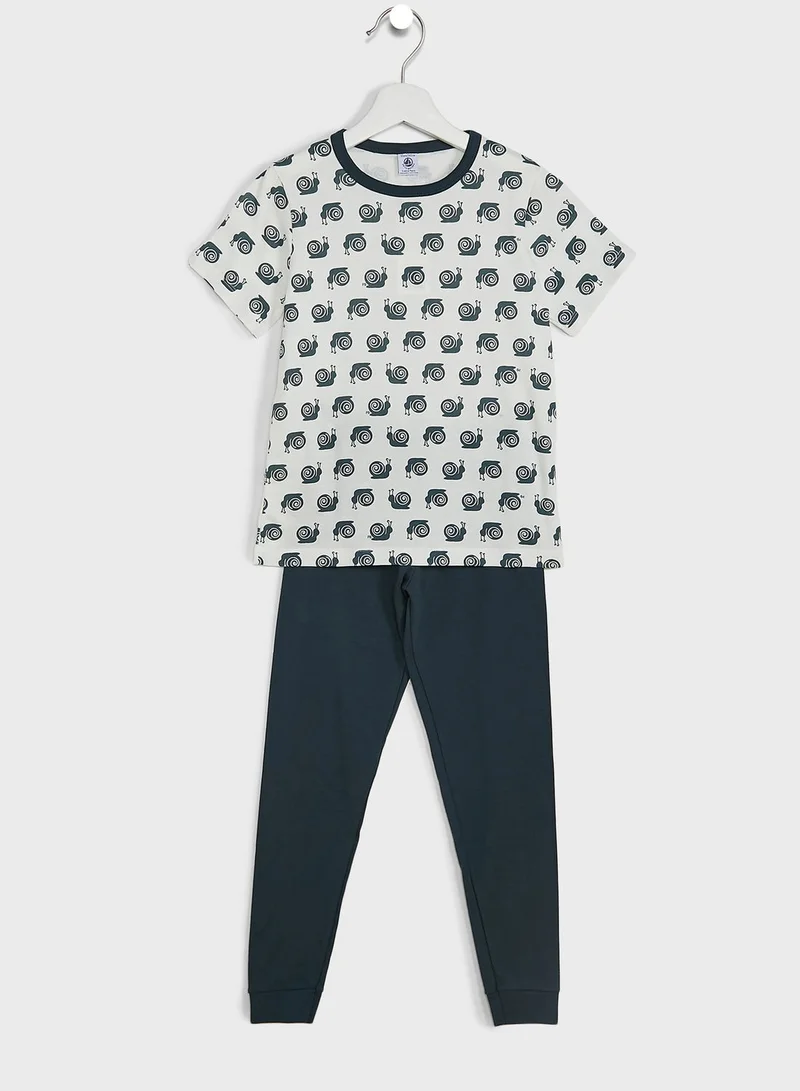 Petit Bateau Kids Snail Print Pyjama Set