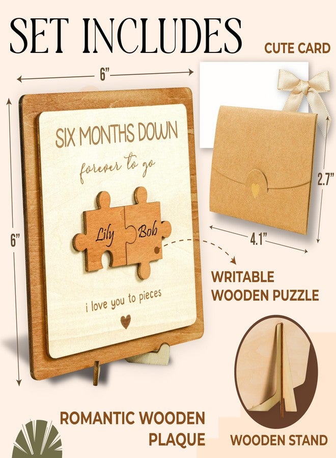 STOFINITY 6 Month Anniversary Wood Gifts for Boyfriend - 6 Month Anniversary Couple Gift for Girlfriend, Happy 6 Months Wedding Anniversary Wooden Gifts for Him Her - Image 2