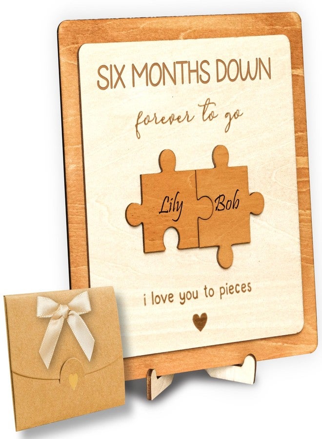 STOFINITY 6 Month Anniversary Wood Gifts for Boyfriend - 6 Month Anniversary Couple Gift for Girlfriend, Happy 6 Months Wedding Anniversary Wooden Gifts for Him Her - Image 1