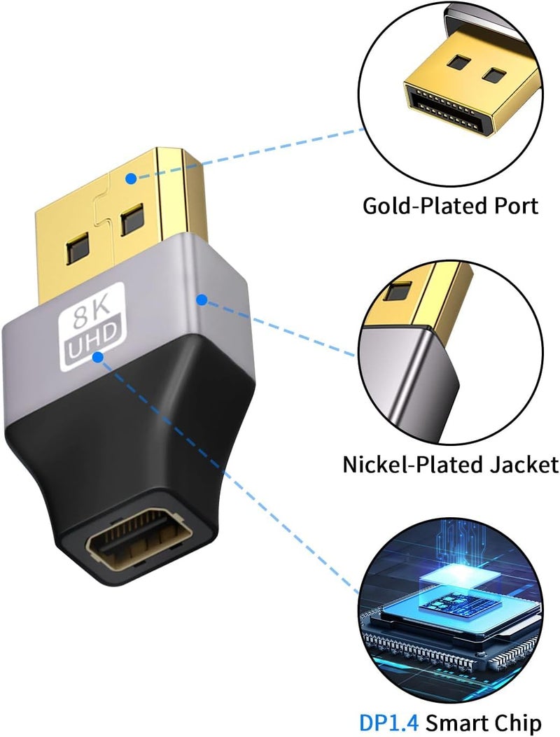 Tobo 8K DisplayPort to Mini DisplayPort Adapter, DP Male to Mini DP Female, 8K@60Hz UHD Video for Laptop, PC, Monitor, TV - Image 5
